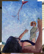 "Beach Day in Bradley" - Original Oil Painting, 14 x 18 in