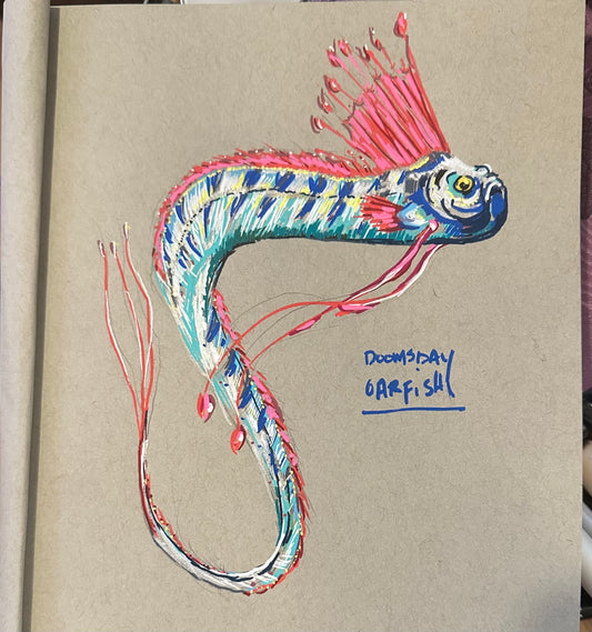 Doomsday Oarfish -  original drawing on toned paper